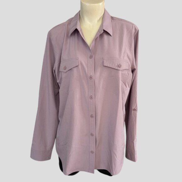 NWT Eddie Bauer Women's Dusty Iris Departure Long-Sleeve Shirt - Picture 5 of 16